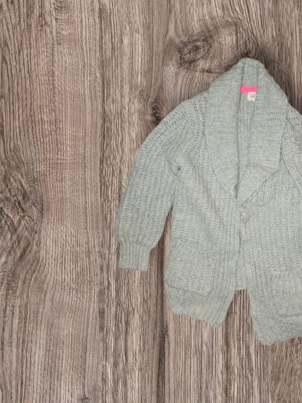 Cat & Jack Gray Knit Cardigan Sweater Girls Size 2T Sparkle Open Front